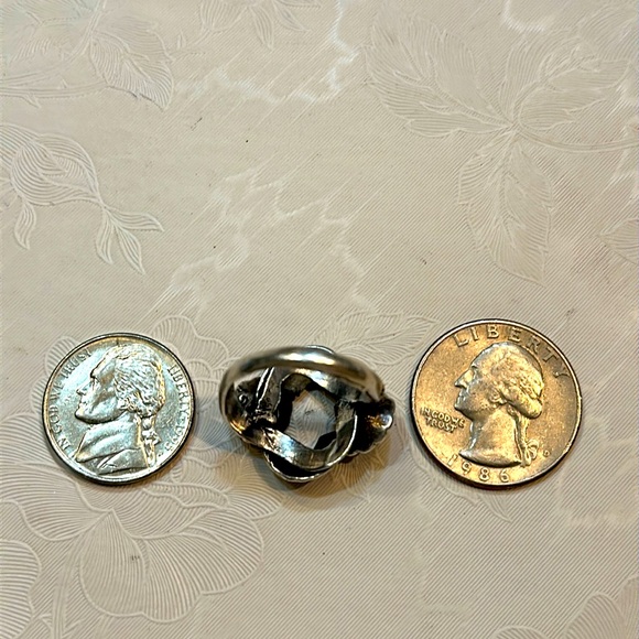 RARE Circle Leafs Vintage Native American Navajo Turquoise Coral Sterling Silver - Picture 6 of 7